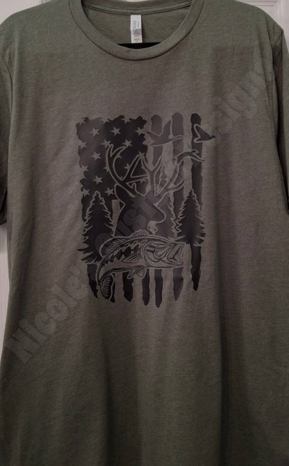 Flag, Deer, Fish Shirt